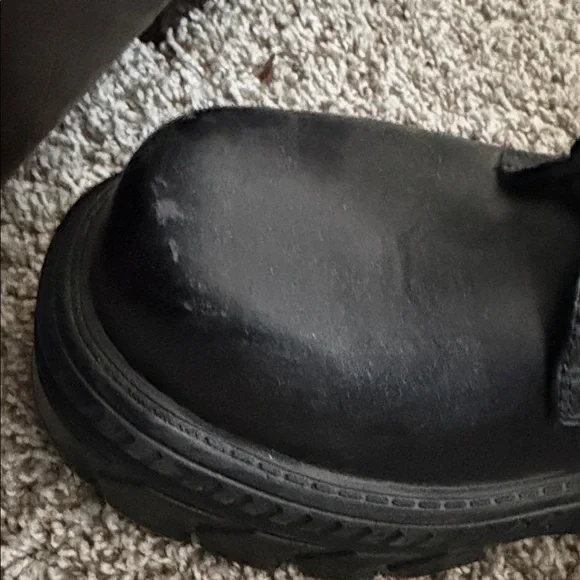 Black Combat lace up with side zipper Boots - Picture 5 of 8